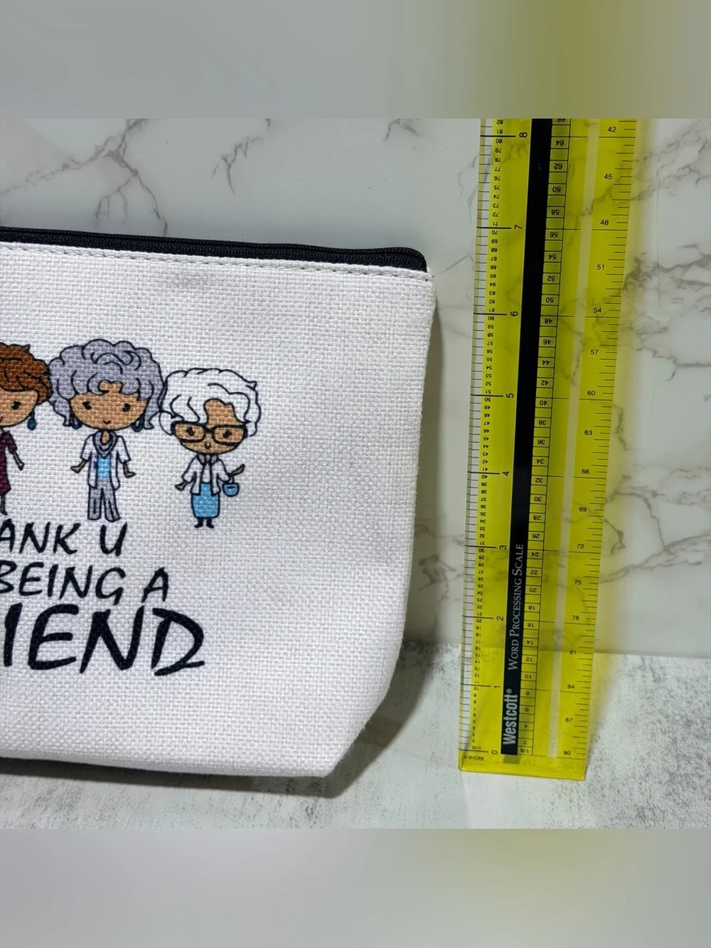 Golden Girls White 'Thank U For Being A Friend' Canvas Pouch